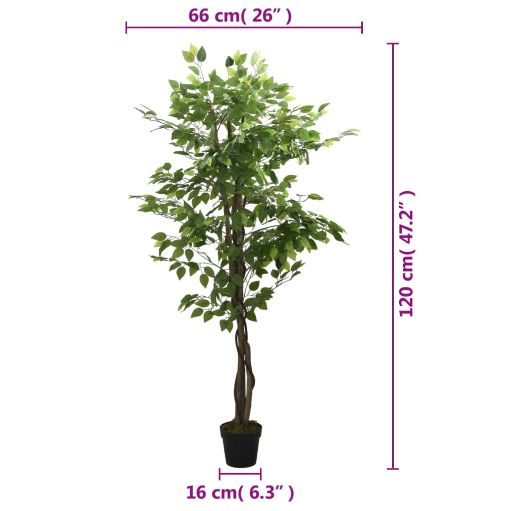 Artificial Ficus Tree 630 Leaves 120 cm Green