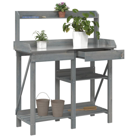 potting-bench-with-shelves-grey-solid-wood-fir-918804 At Willow and Wine!