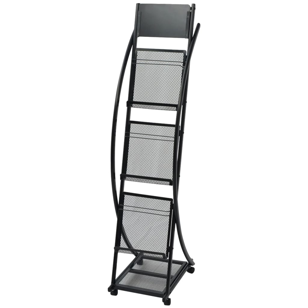 vidaXL Magazine Rack 40x32x131 cm Black A4