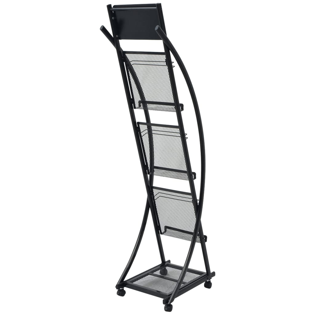 vidaXL Magazine Rack 40x32x131 cm Black A4