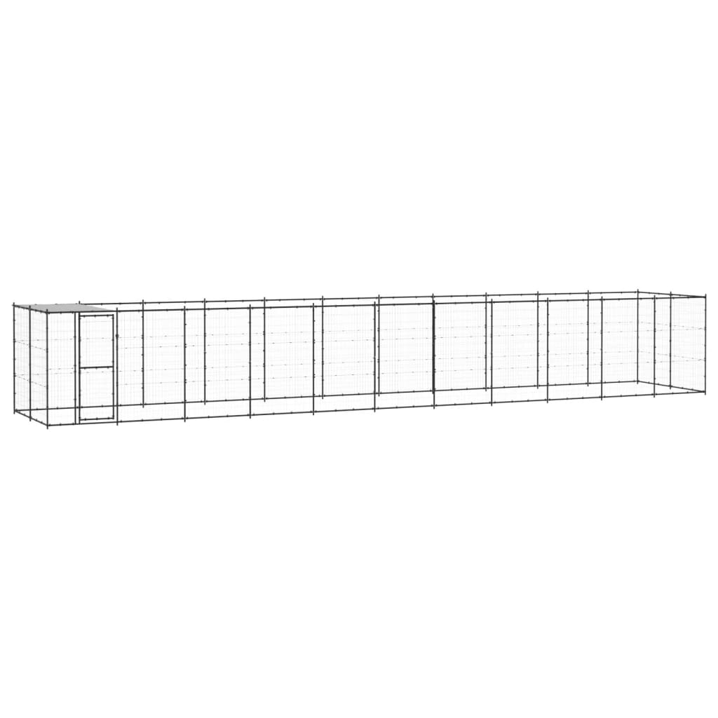 outdoor-dog-kennel-galvanized-steel-with-roof-78-1-ft2 At Willow and Wine USA!