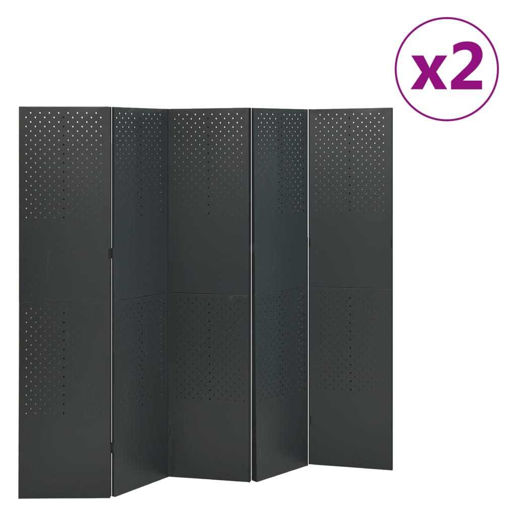 5-panel-room-dividers-2-pcs-black-78-7-x70-9-steel At Willow and Wine USA!