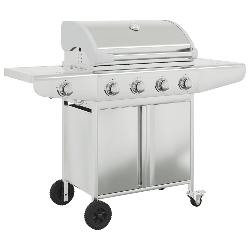 vidaXL Gas BBQ Grill with 5 Burners Silver Stainless Steel