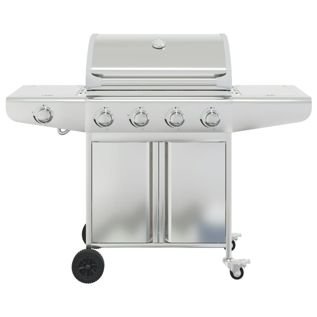 vidaXL Gas BBQ Grill with 5 Burners Silver Stainless Steel