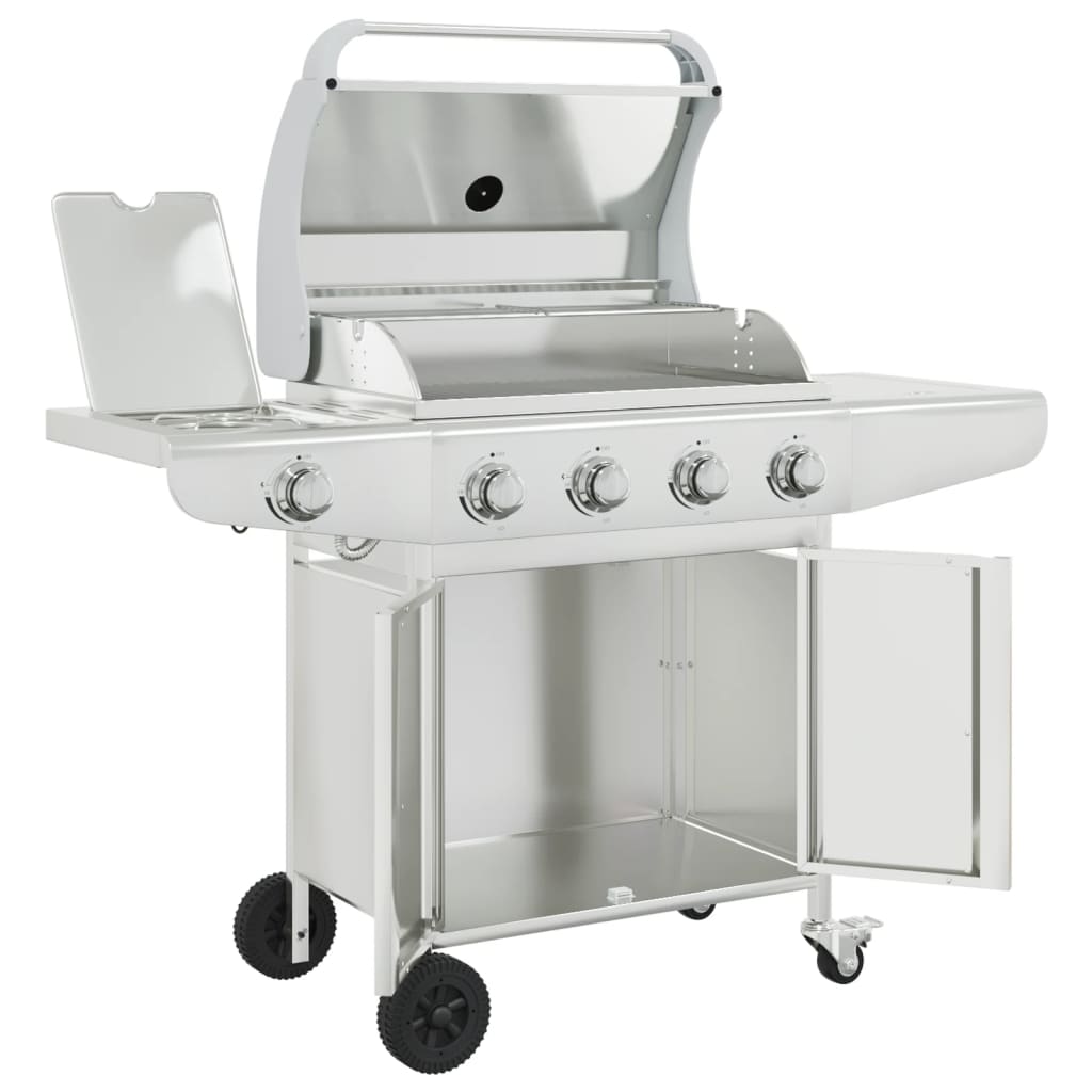 vidaXL Gas BBQ Grill with 5 Burners Silver Stainless Steel