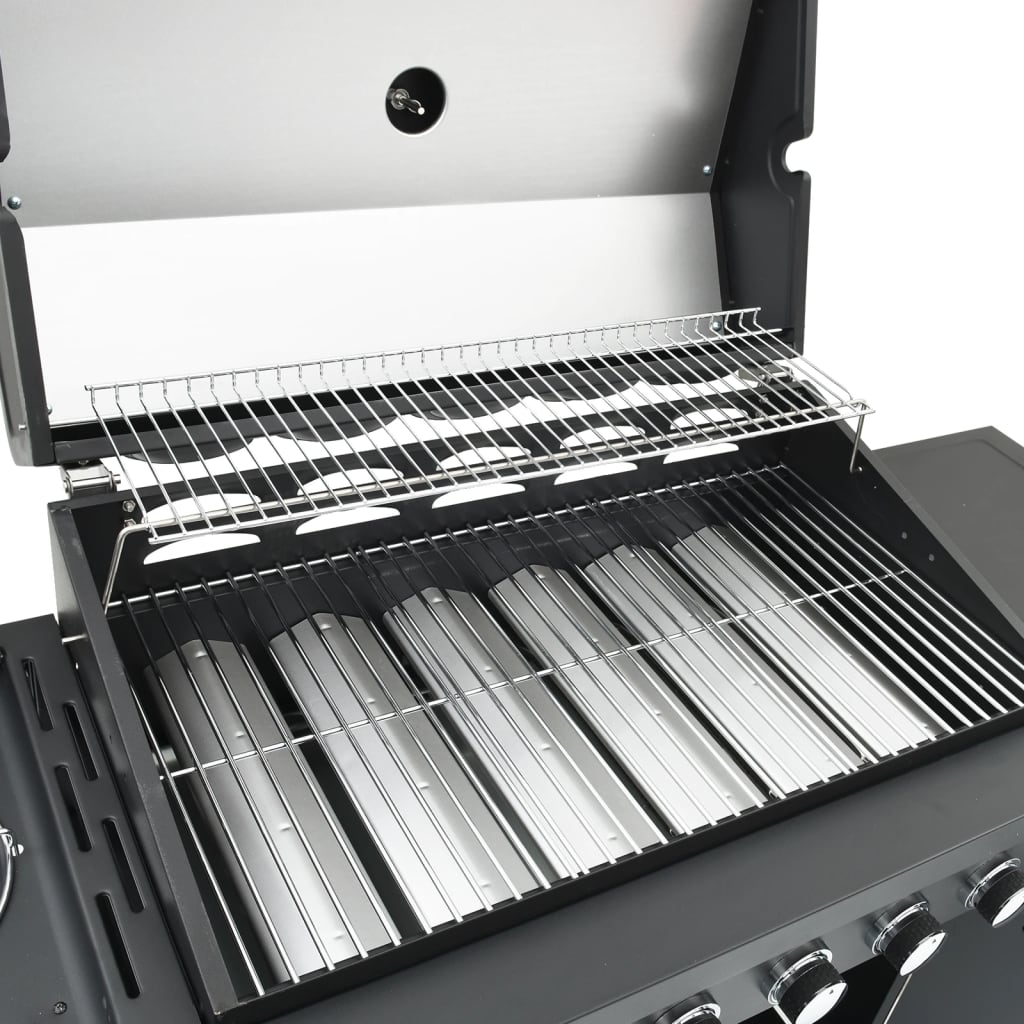 vidaXL Gas BBQ Grill with 7 Burners Black Powder-coated Steel