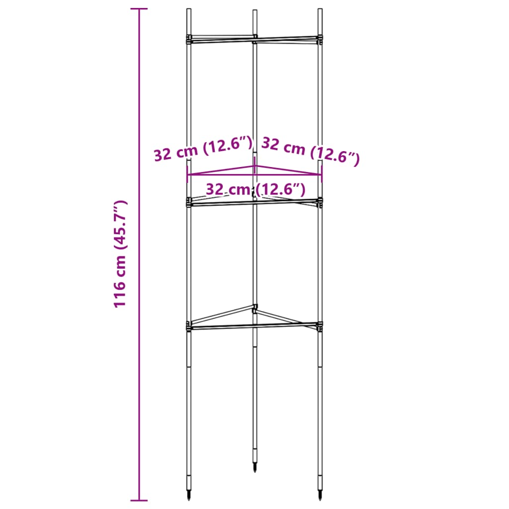 vidaXL Tomato Cages 6 pcs 116 cm Steel and PP