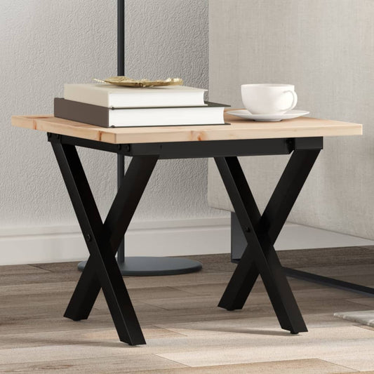 vidaXL Coffee Table X-Frame 40x40x35 cm Solid Wood Pine and Cast Iron