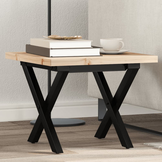 vidaXL Coffee Table X-Frame 40x40x35.5 cm Solid Wood Pine and Cast Iron