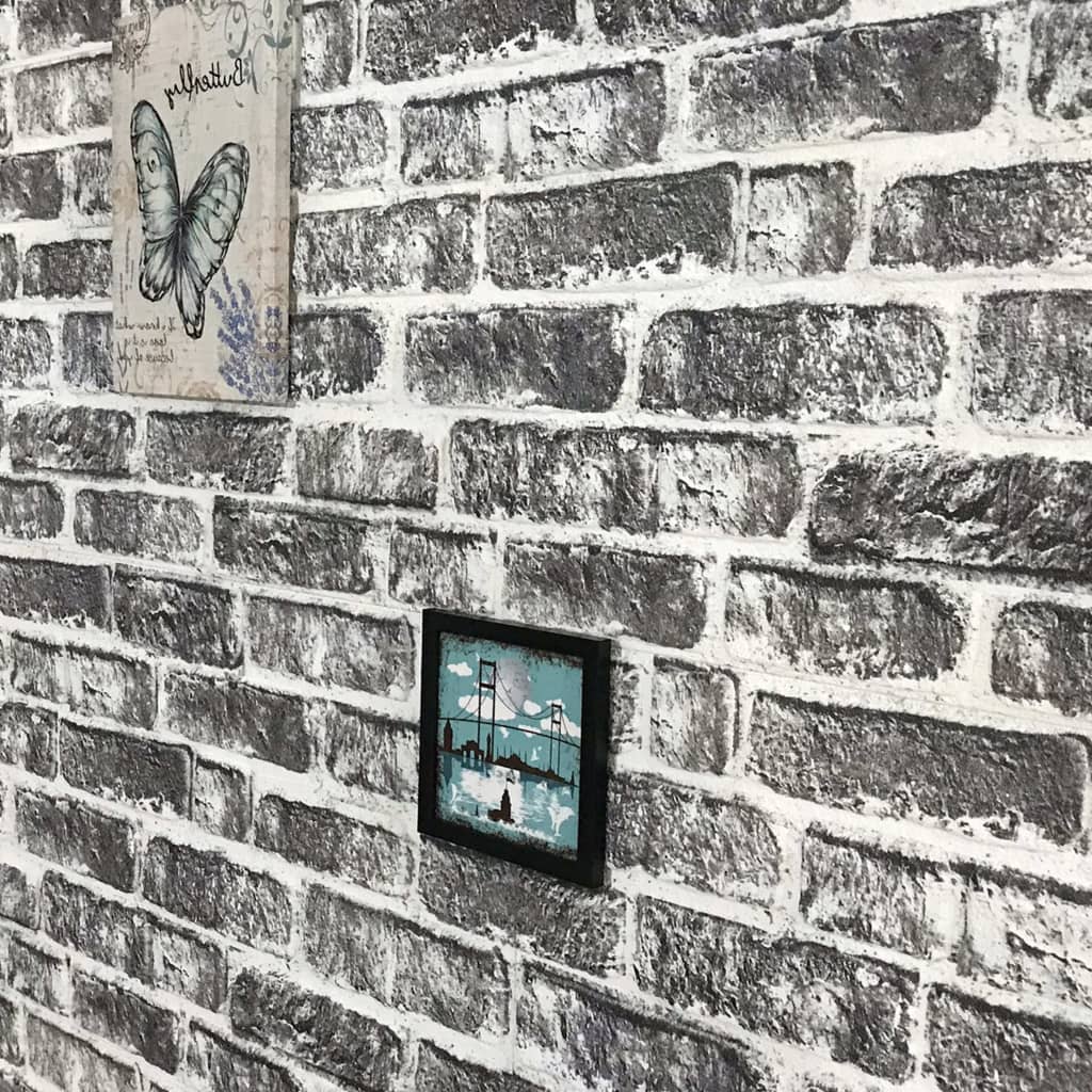 3D Wall Panels with Dark Gray Brick Design 10 pcs EPS