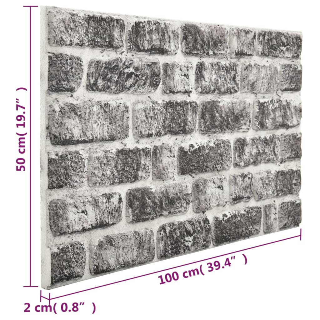 3D Wall Panels with Dark Gray Brick Design 10 pcs EPS