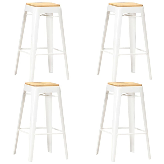 Bar Stools 4 pcs White Solid Mango Wood