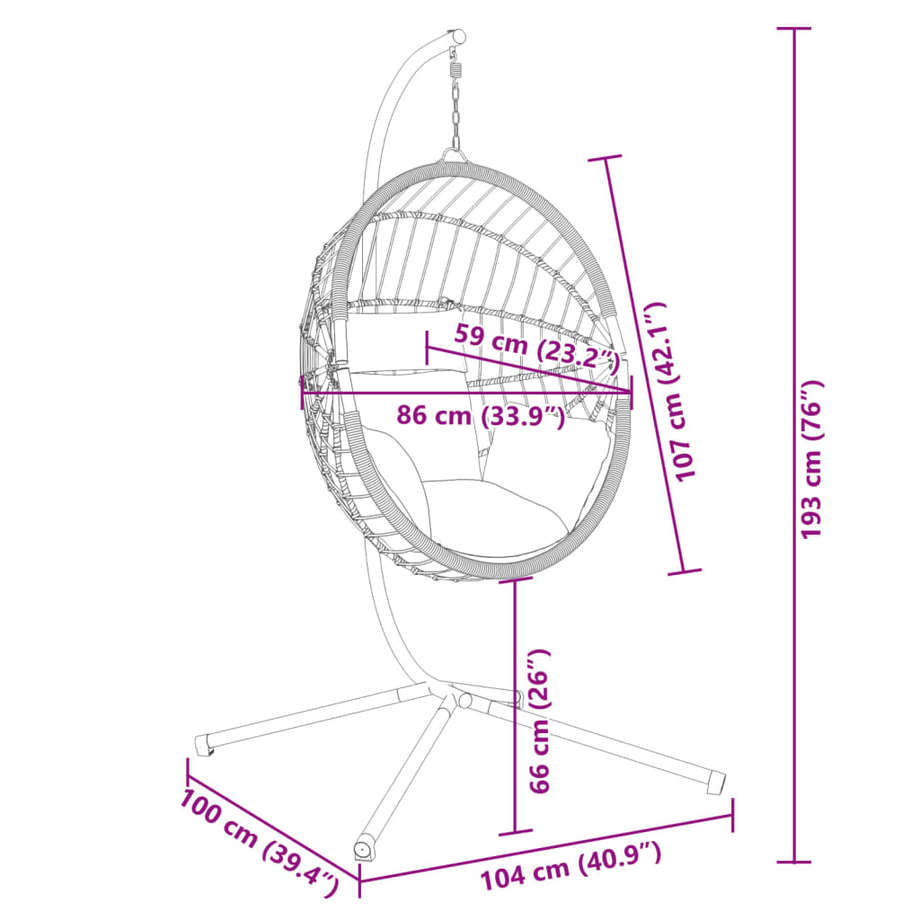 Hanging Egg Chair with Stand Anthracite Rattan and Steel