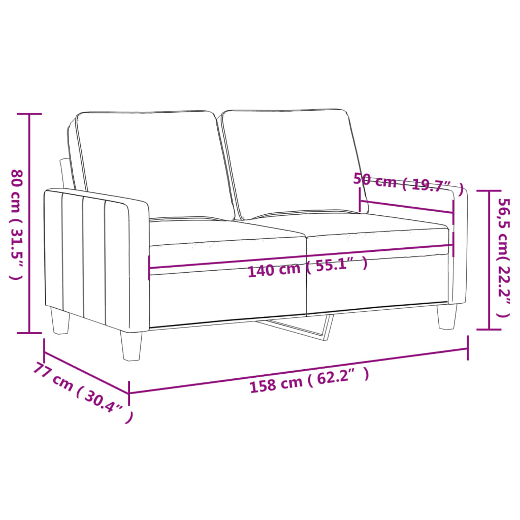 2-Seater Sofa Light Gray 55.1" Velvet