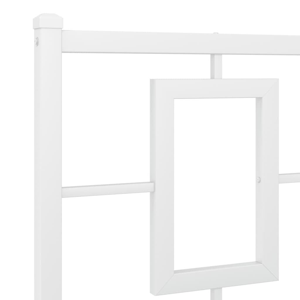 Metal Bed Frame without Mattress with Headboard White 76"x79.9"