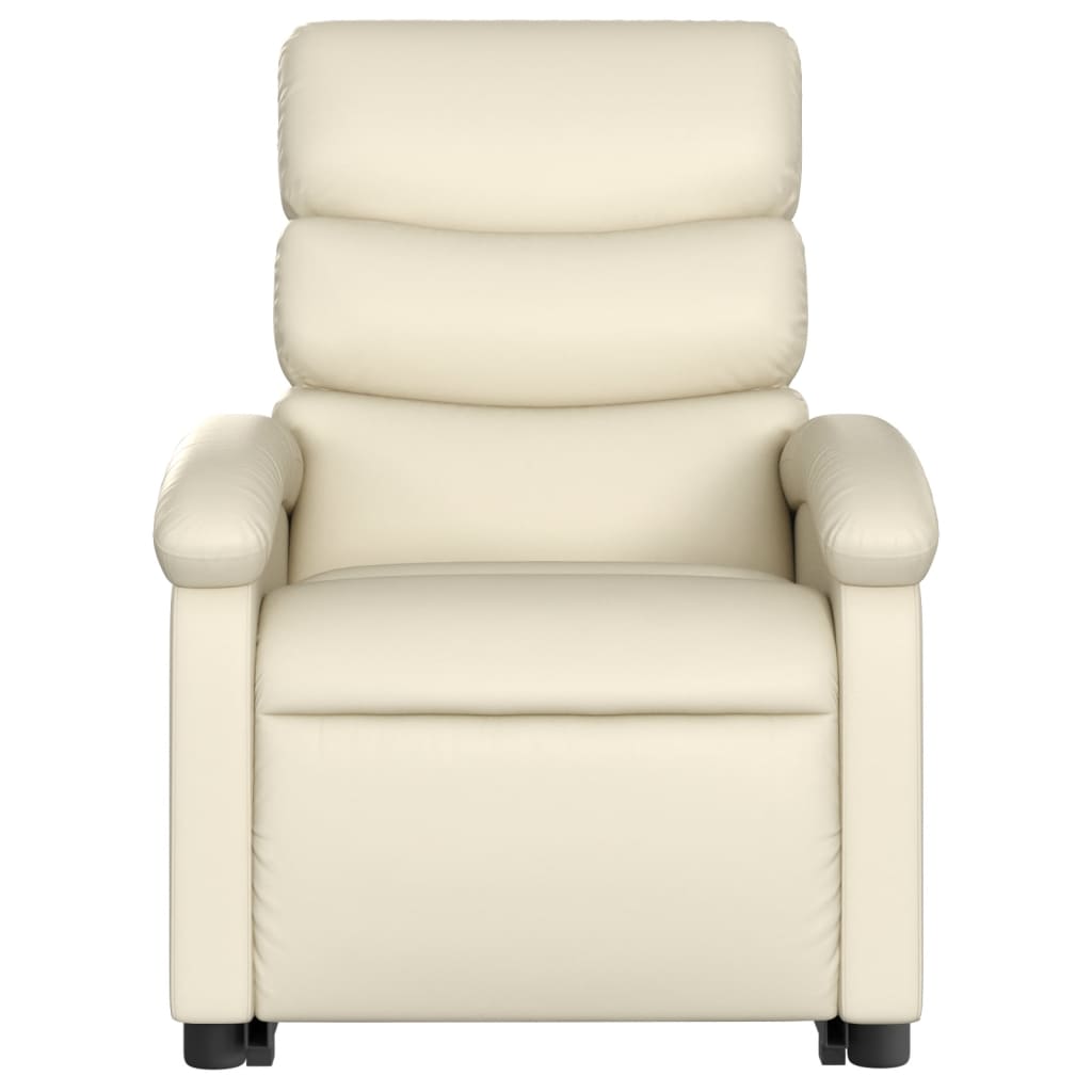 Stand up Recliner Chair Cream Faux Leather