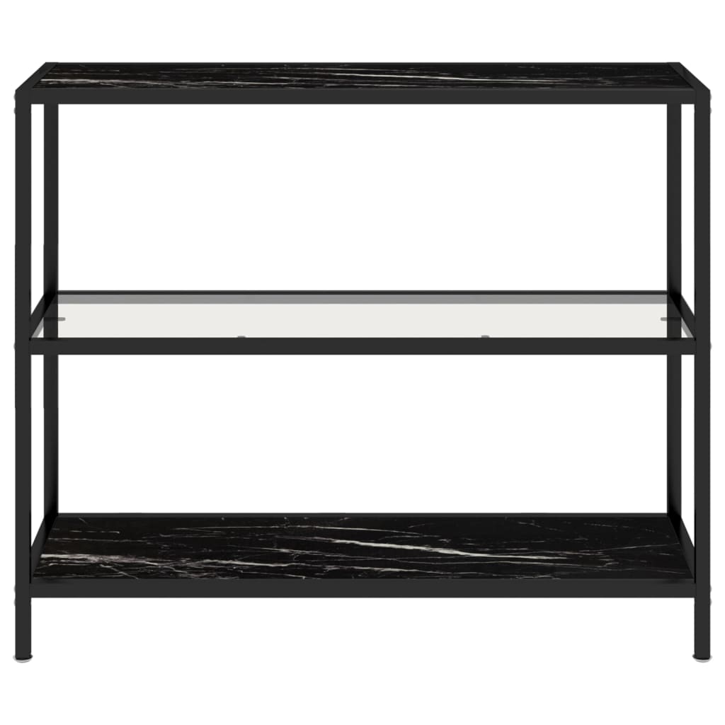 Shelf Transparent and Black Marble 39.4"x14.2"x35.4" Tempered Glass