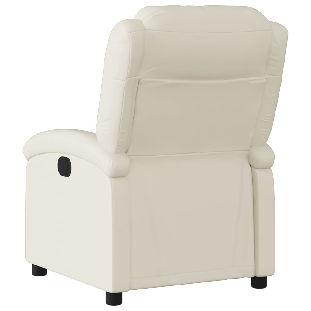 Electric Recliner Chair Cream Faux Leather