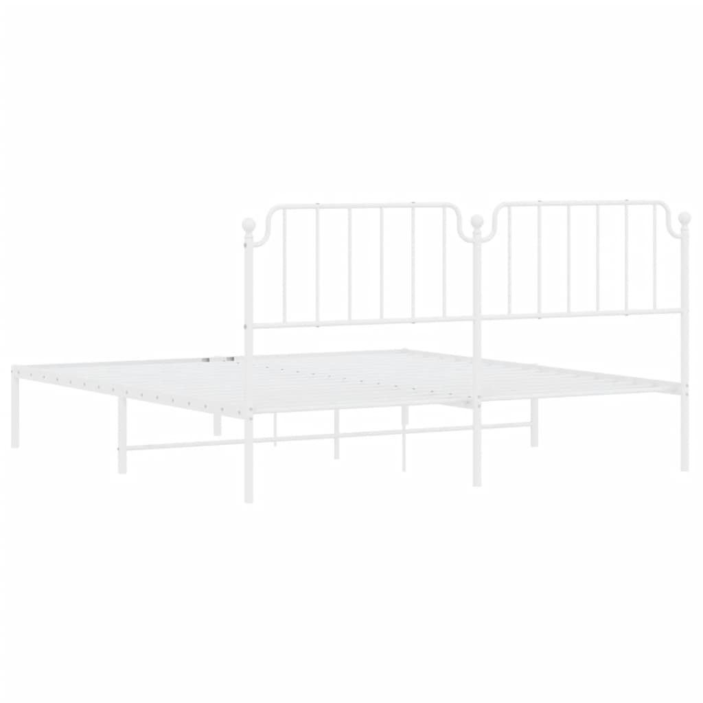 Metal Bed Frame without Mattress with Headboard White 72"x83.9"