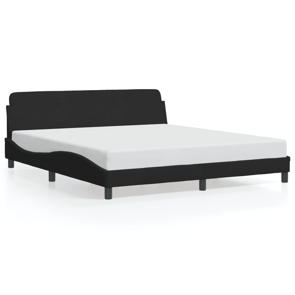 Bed Frame with Headboard Black 72"x83.9" California King Faux Leather