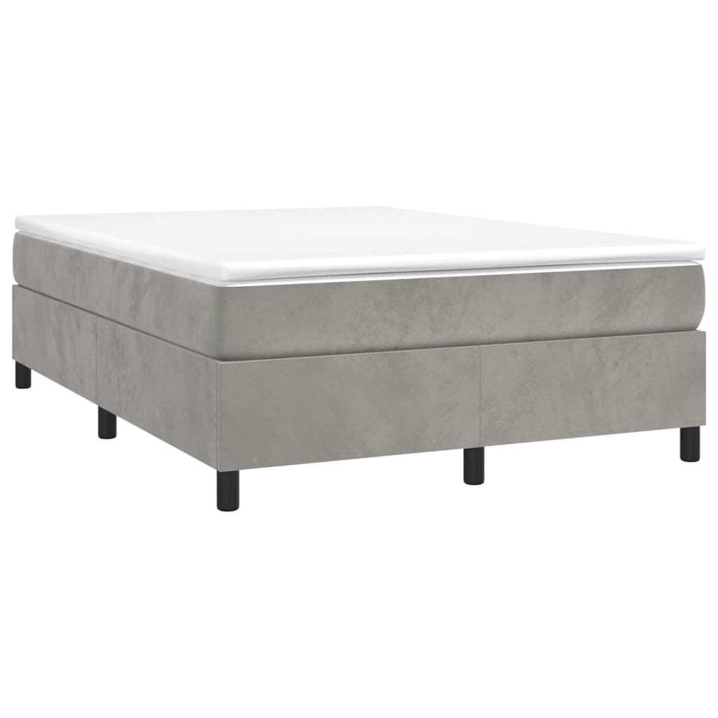 Bed Frame without Mattress Light Gray Full Velvet (US Only)