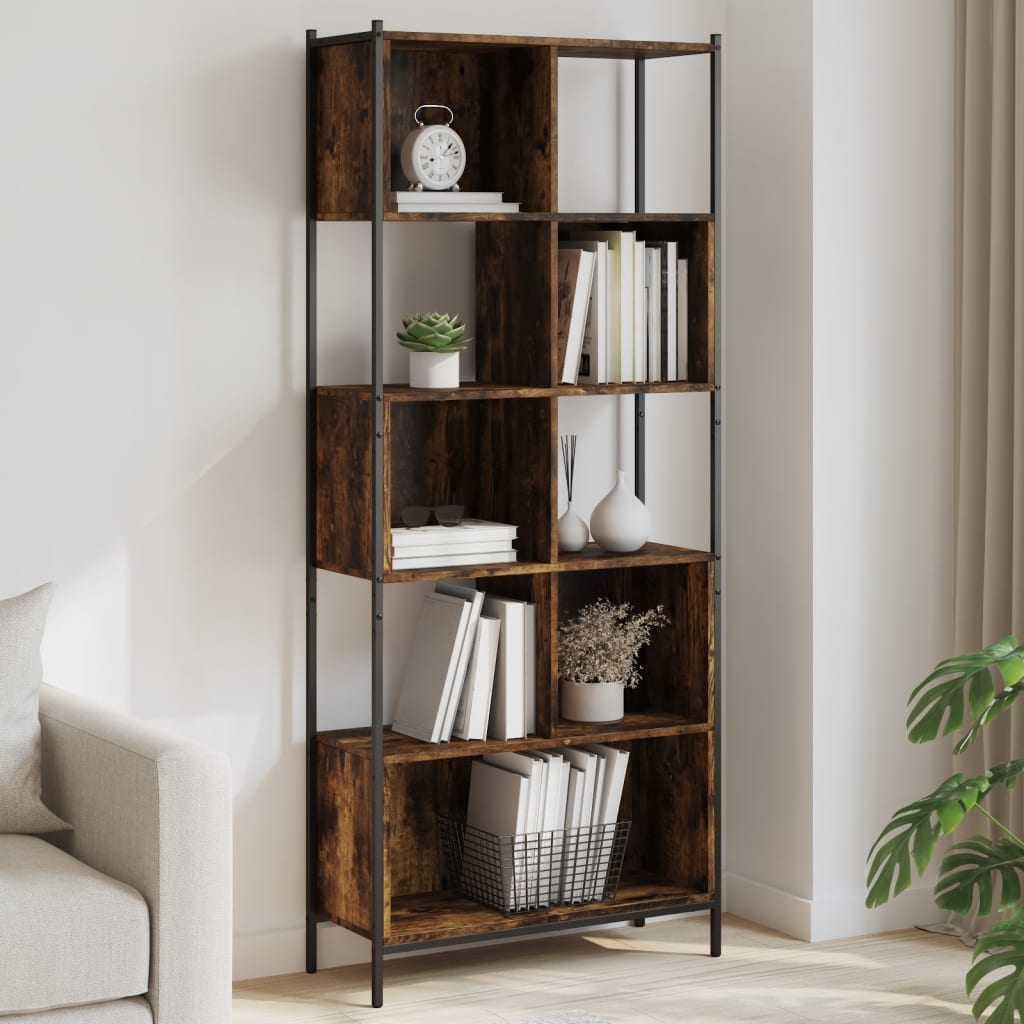 Bookcase Smoked Oak 28.3"x11"x67.7" Engineered Wood