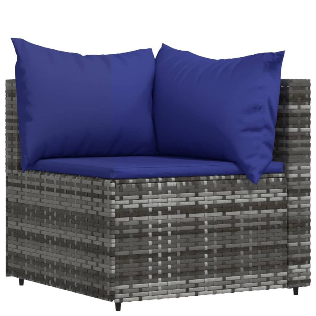 4 Piece Patio Lounge Set with Cushions Gray Poly Rattan