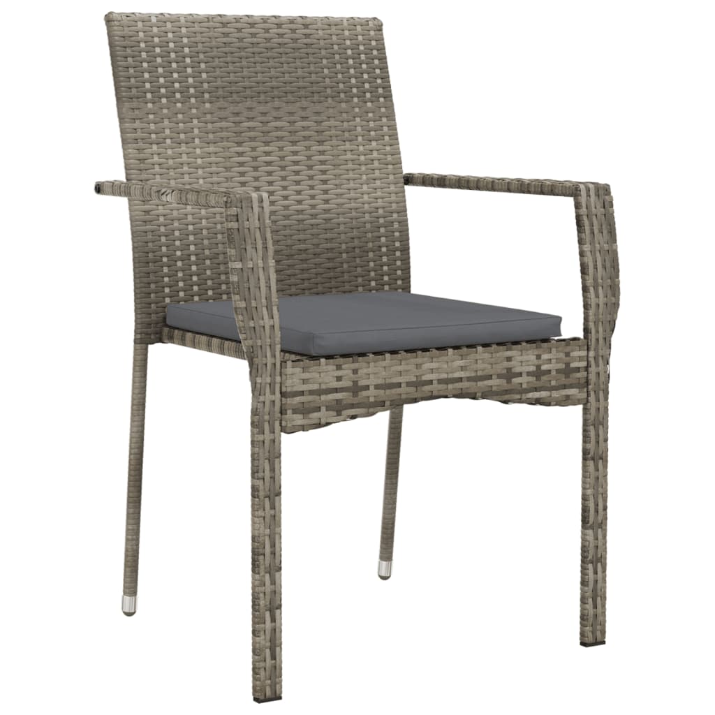 Patio Chairs with Cushions 2 pcs Poly Rattan Gray