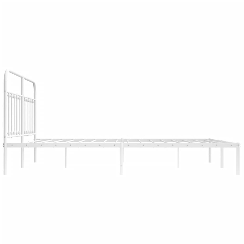 Metal Bed Frame without Mattress with Headboard White 72"x83.9"