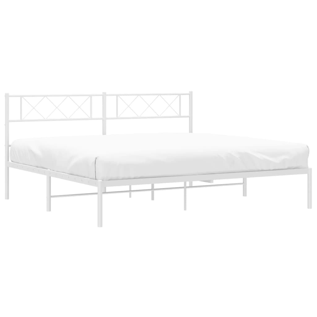 Metal Bed Frame without Mattress with Headboard White 72"x83.9"