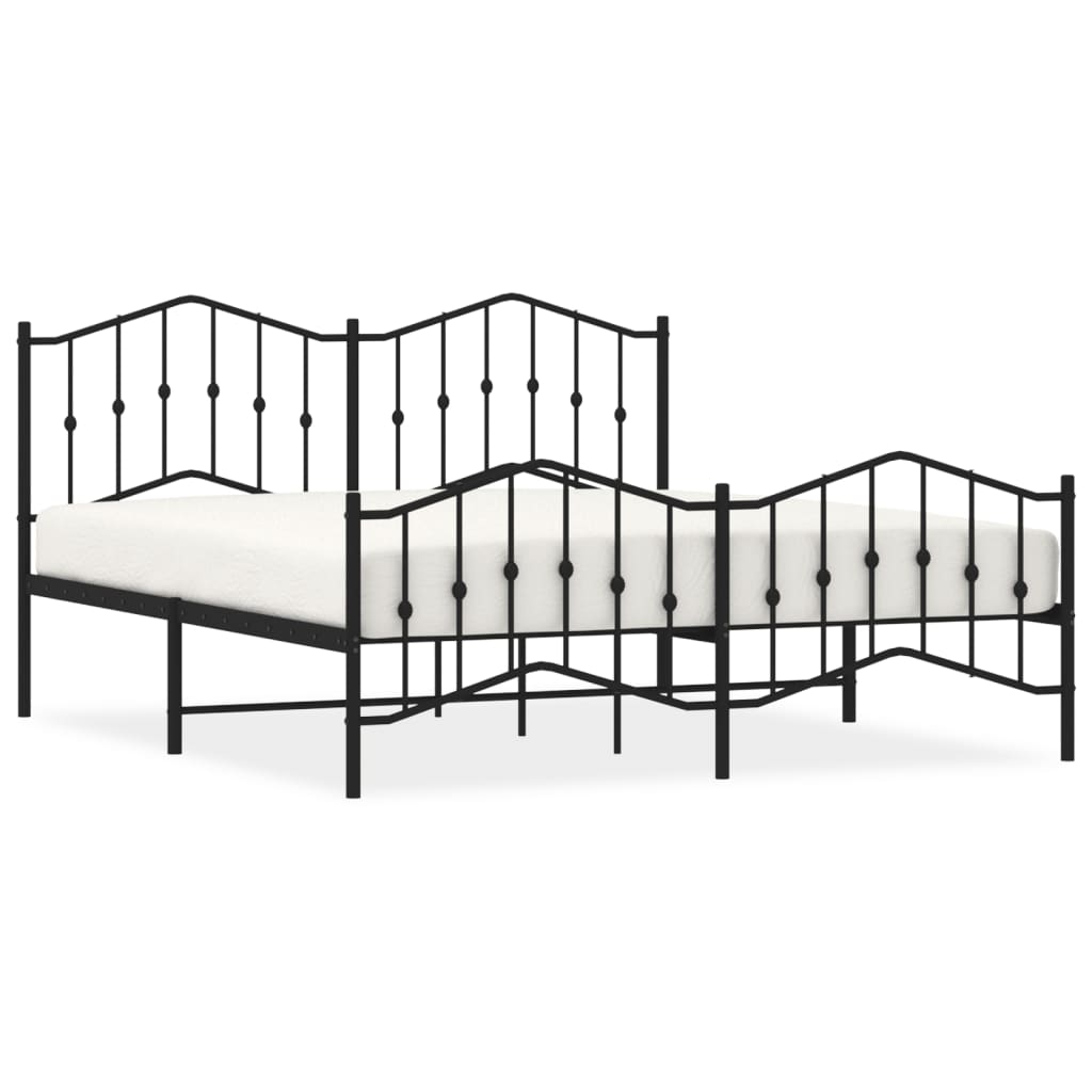 Metal Bed Frame without Mattress with Footboard Black 72"x83.9"