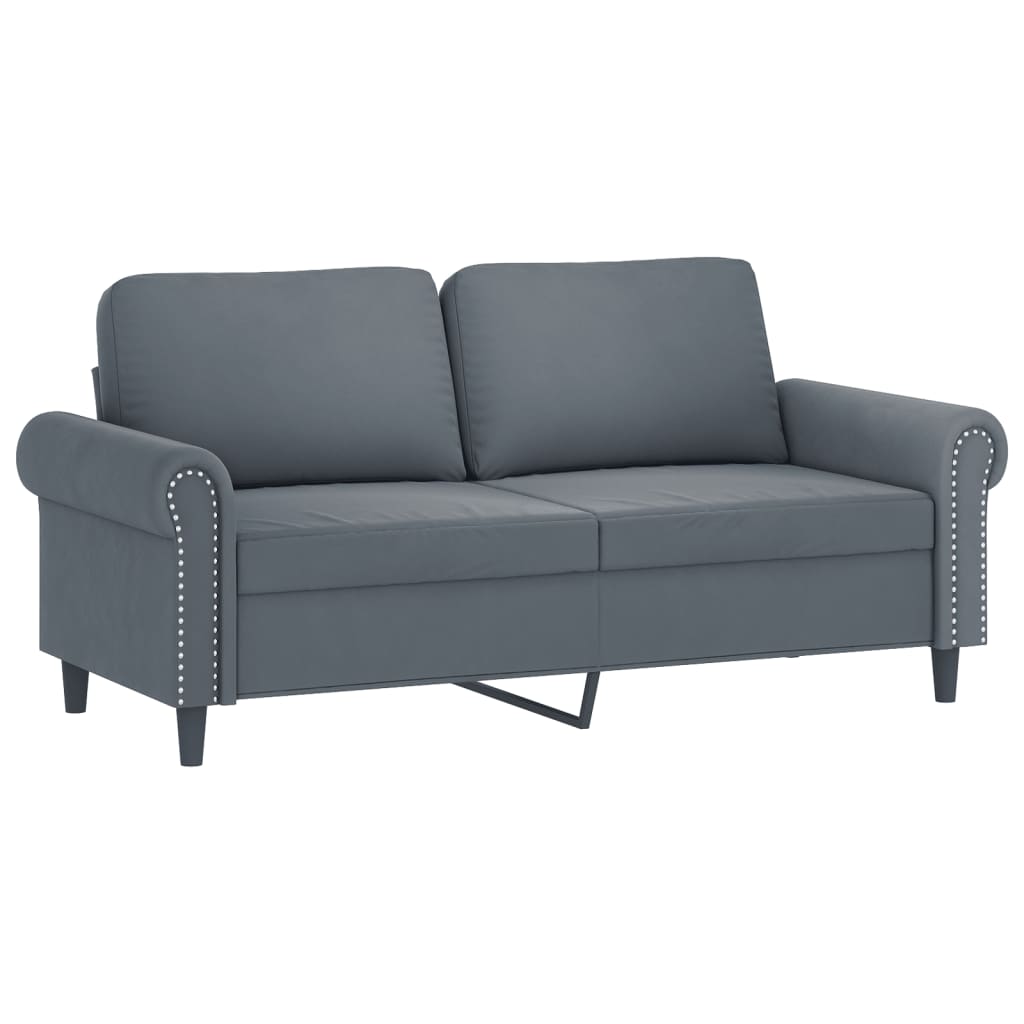 2 Piece Sofa Set with Cushions Dark Gray Velvet