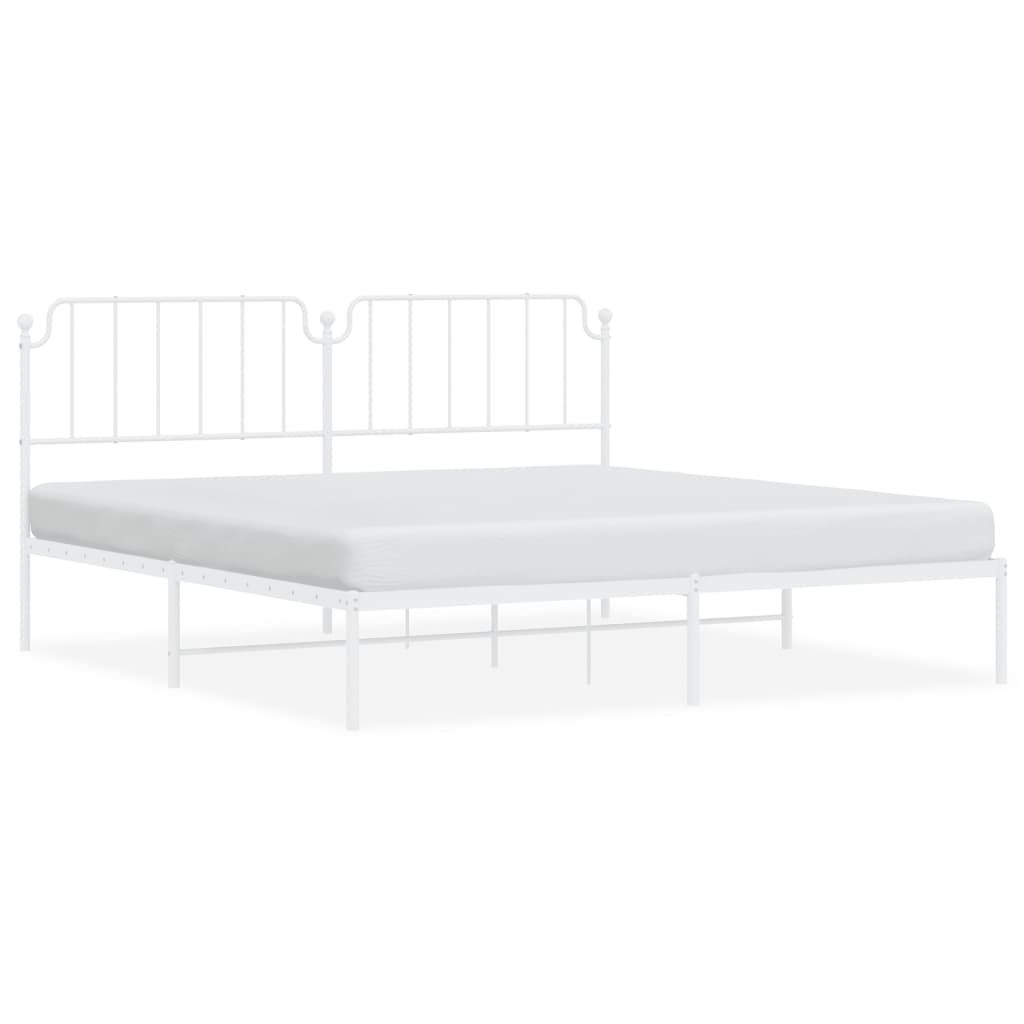 Metal Bed Frame without Mattress with Headboard White 76"x79.9"