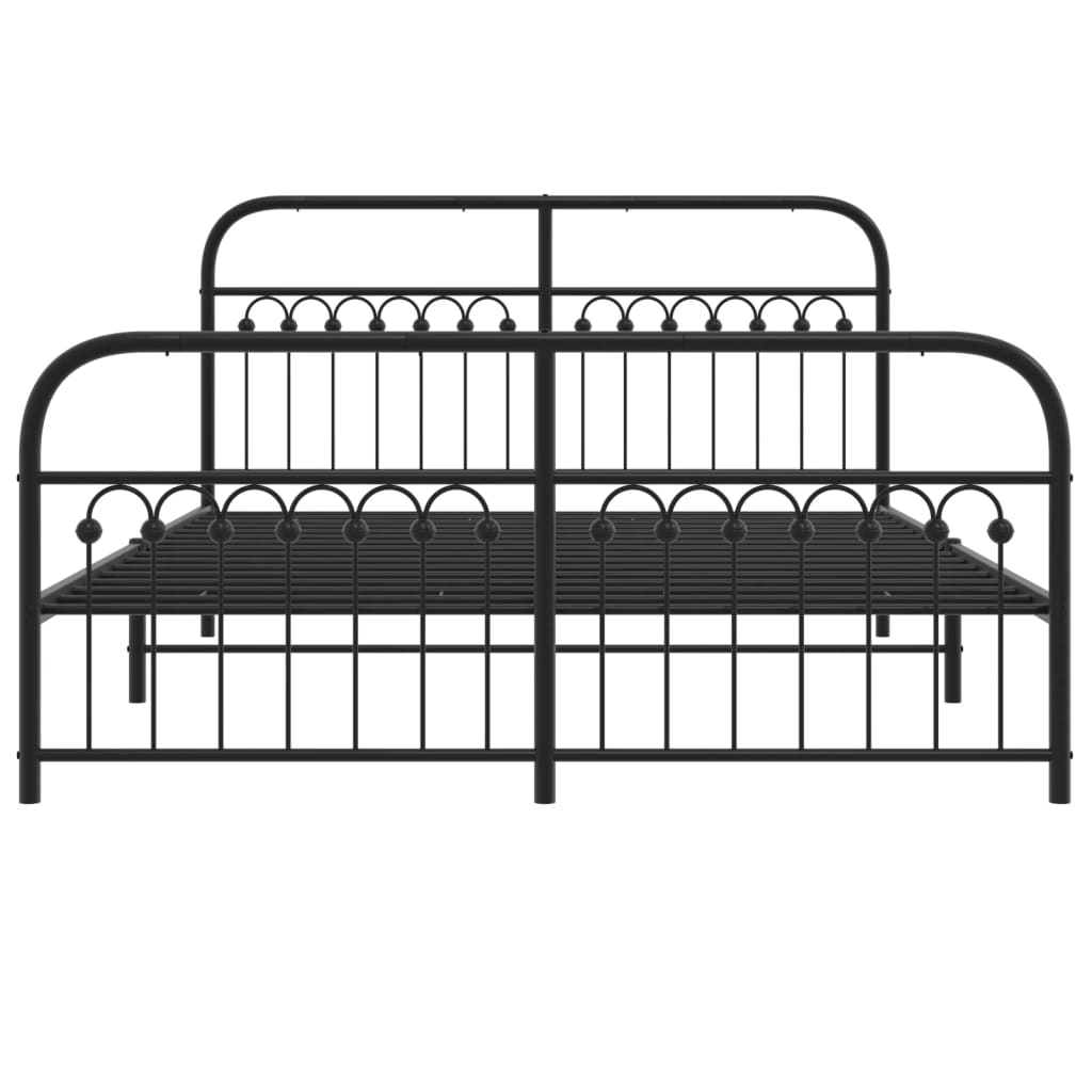 Metal Bed Frame without Mattress with Footboard Black 59.1"x78.7"