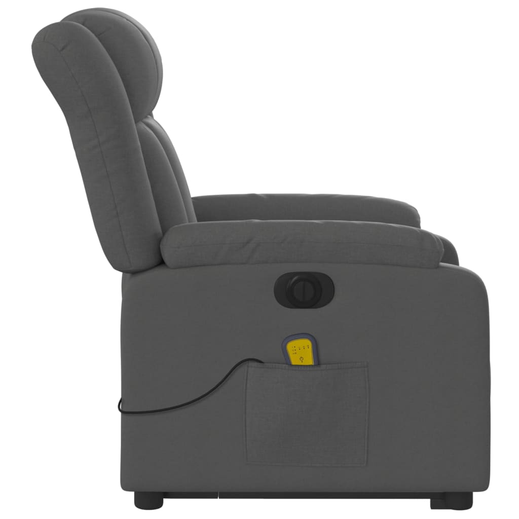 Electric Stand up Massage Recliner Chair Dark Gray Fabric