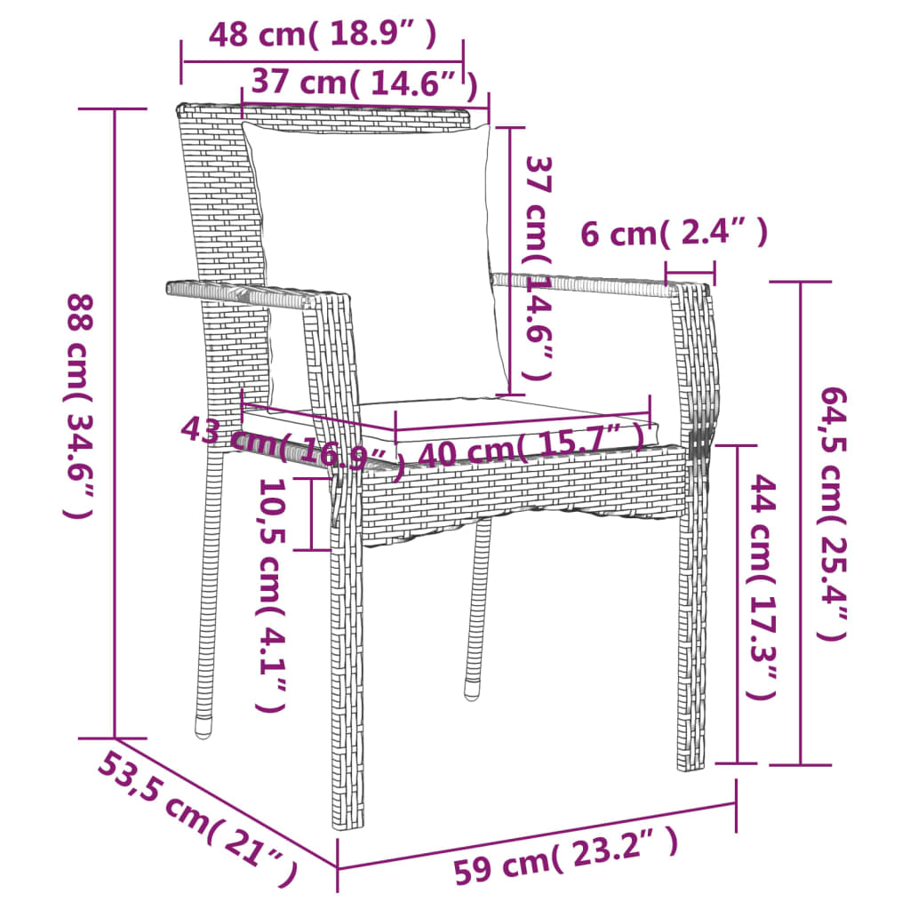 7 Piece Patio Dining Set with Cushions Gray Poly Rattan