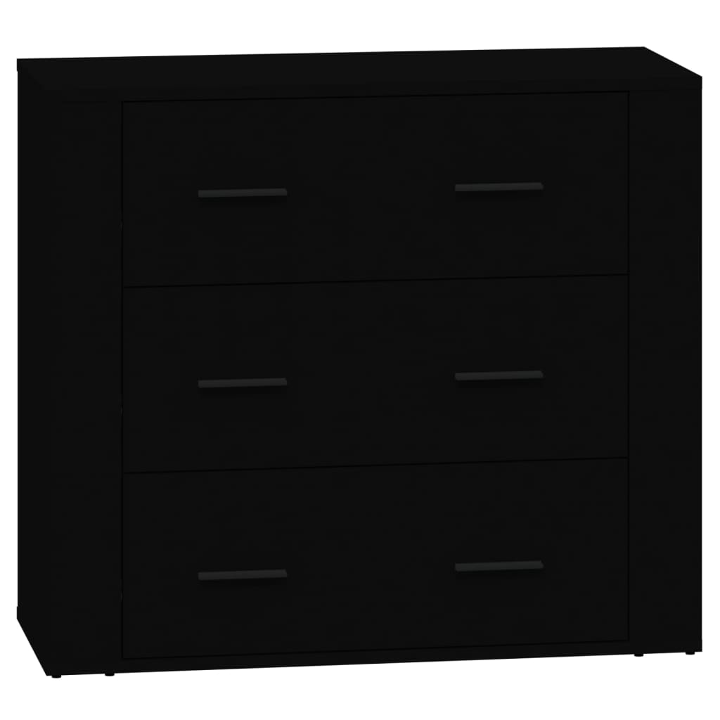 Sideboards 2 pcs Black Engineered Wood