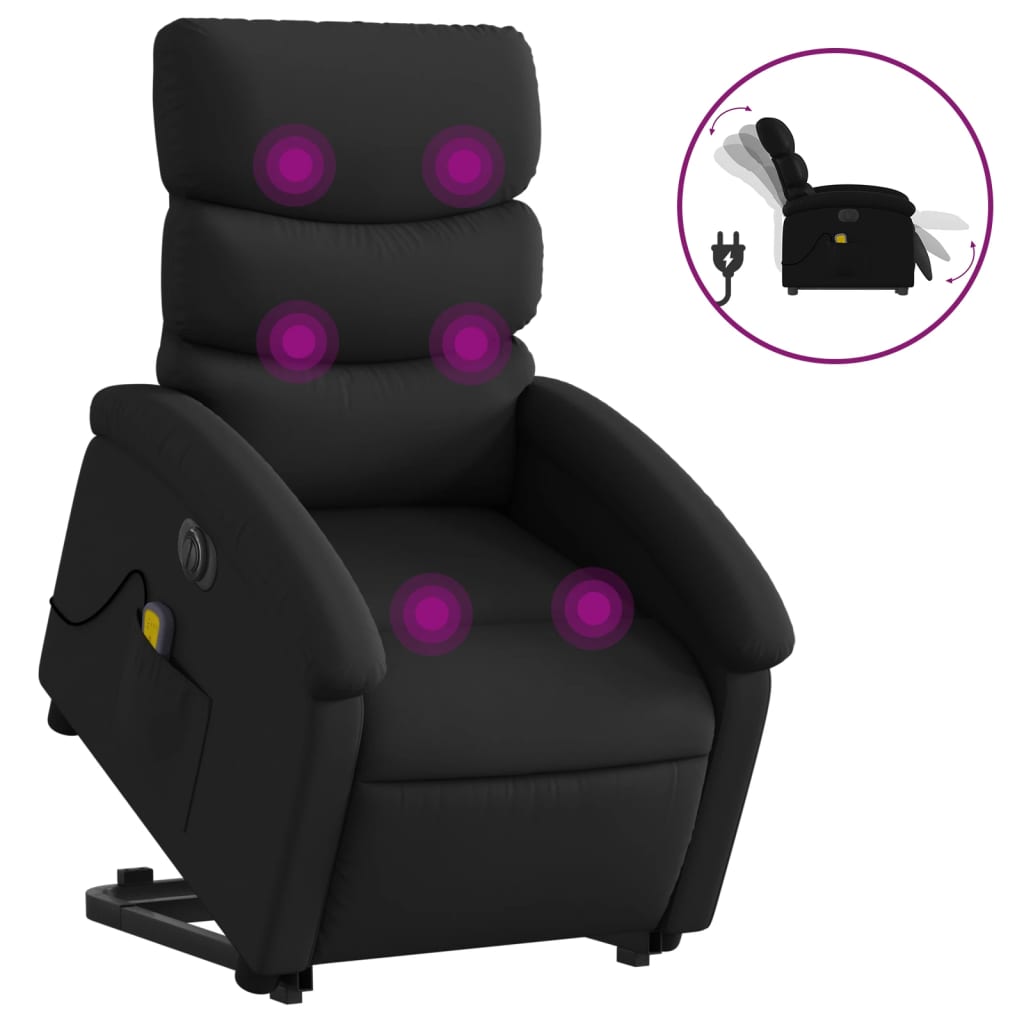 Electric Stand up Massage Recliner Chair Black Faux Leather