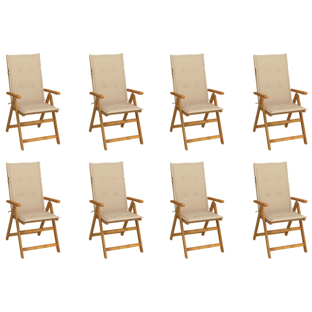 Patio Reclining Chairs 4 pcs with Cushions Solid Acacia Wood