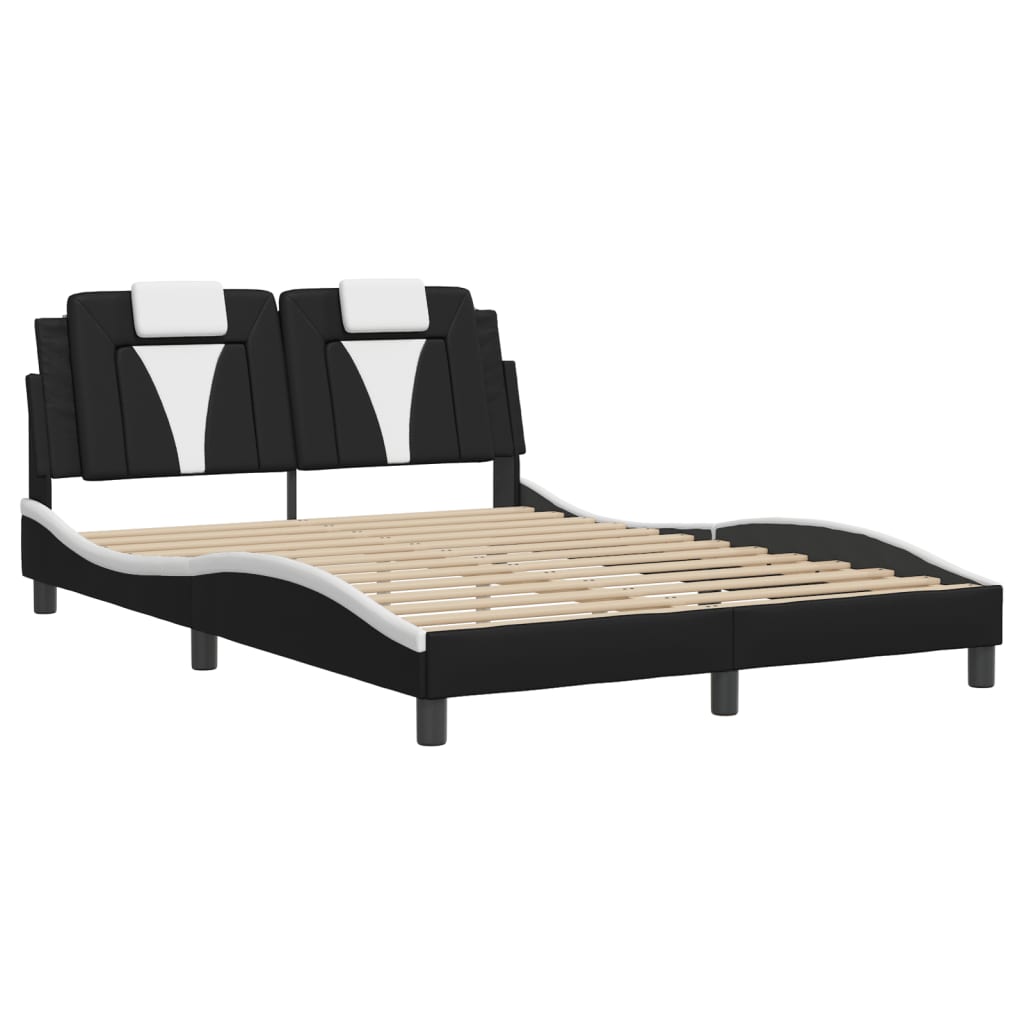 Bed Frame with LED without Mattress Black and White 53.9"x74.8"