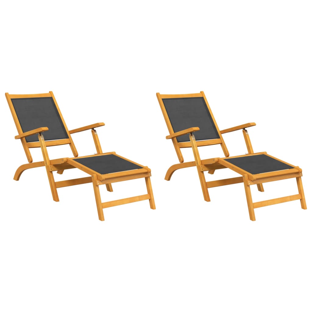 Patio Deck Chairs 2 pcs Solid Wood Acacia and Textilene