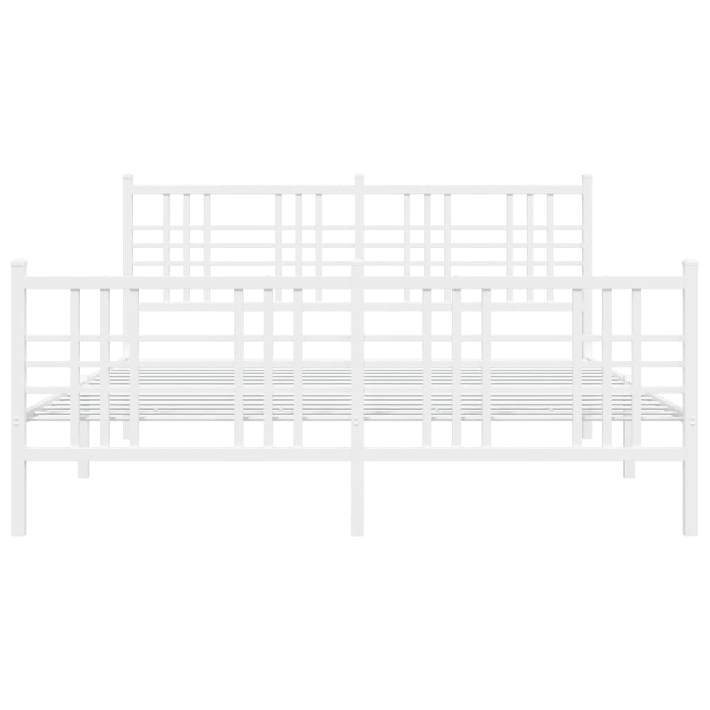 Metal Bed Frame without Mattress with Footboard White 59.1"x78.7"