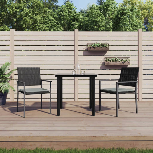 3 Piece Patio Dining Set with Cushions Poly Rattan and Steel