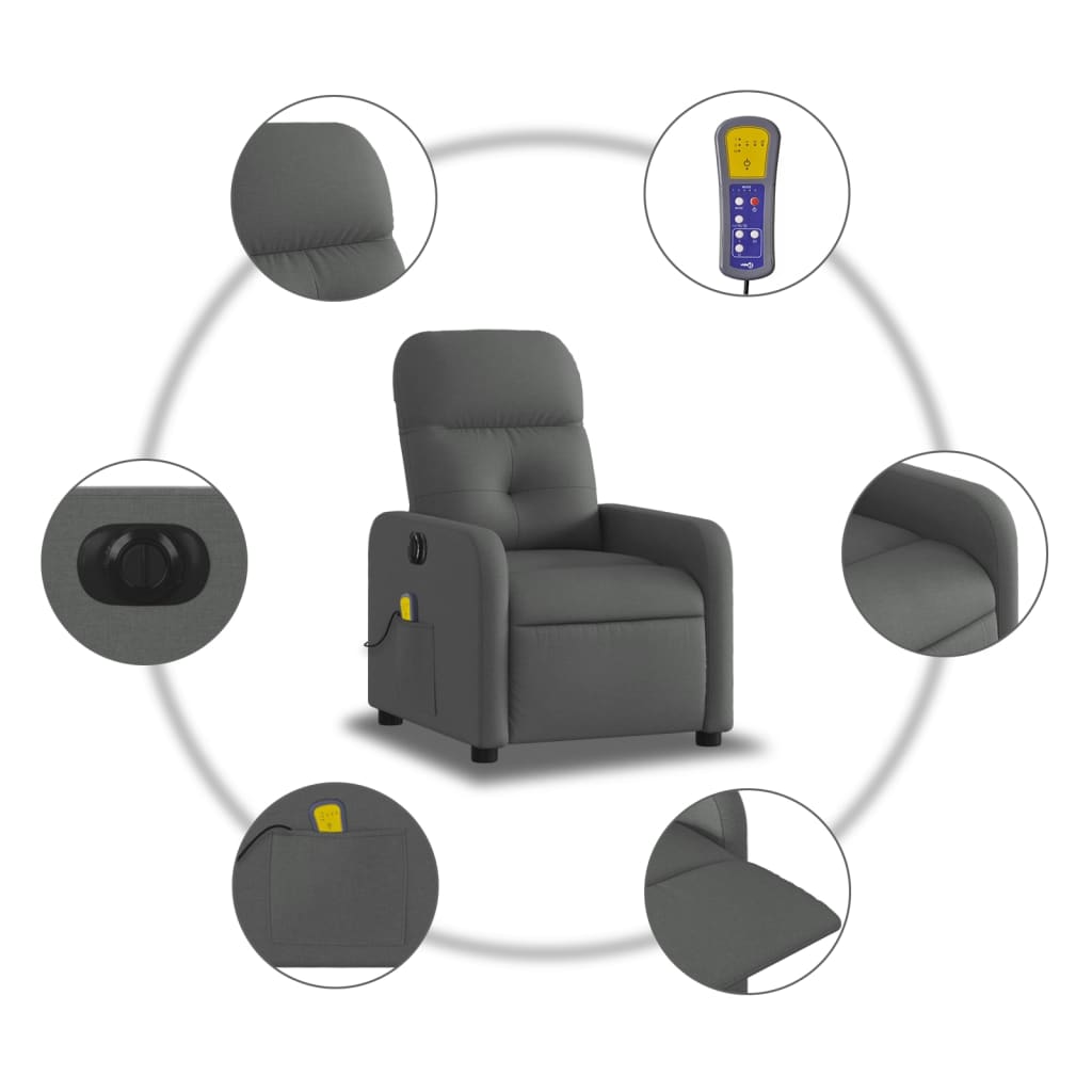 Electric Massage Recliner Chair Dark Gray Fabric