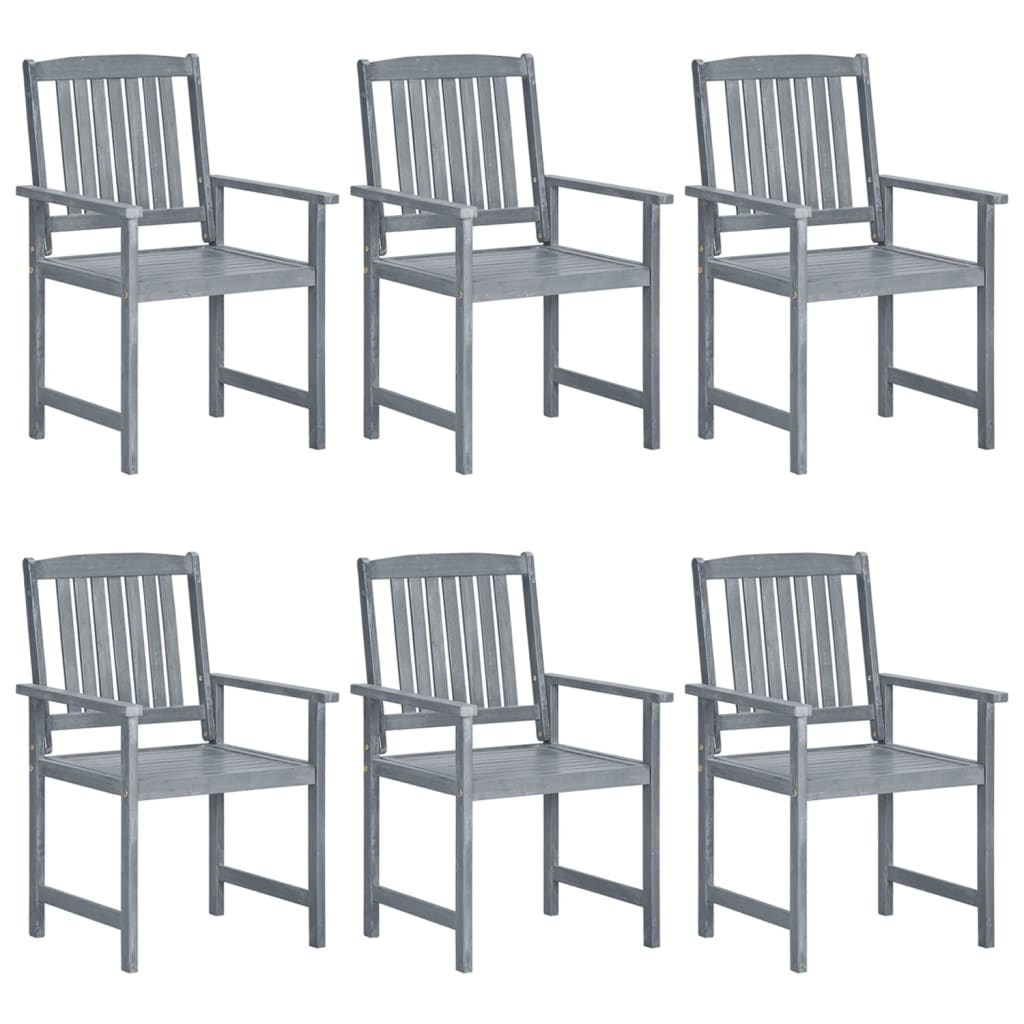 Patio Chairs with Cushions 6 pcs Solid Acacia Wood Gray