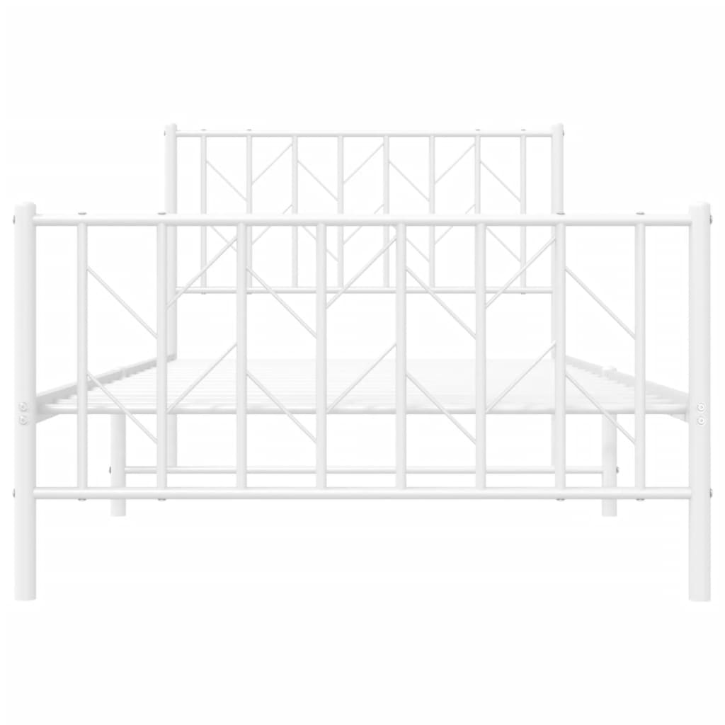 Metal Bed Frame without Mattress with Footboard White 39.4"x78.7"