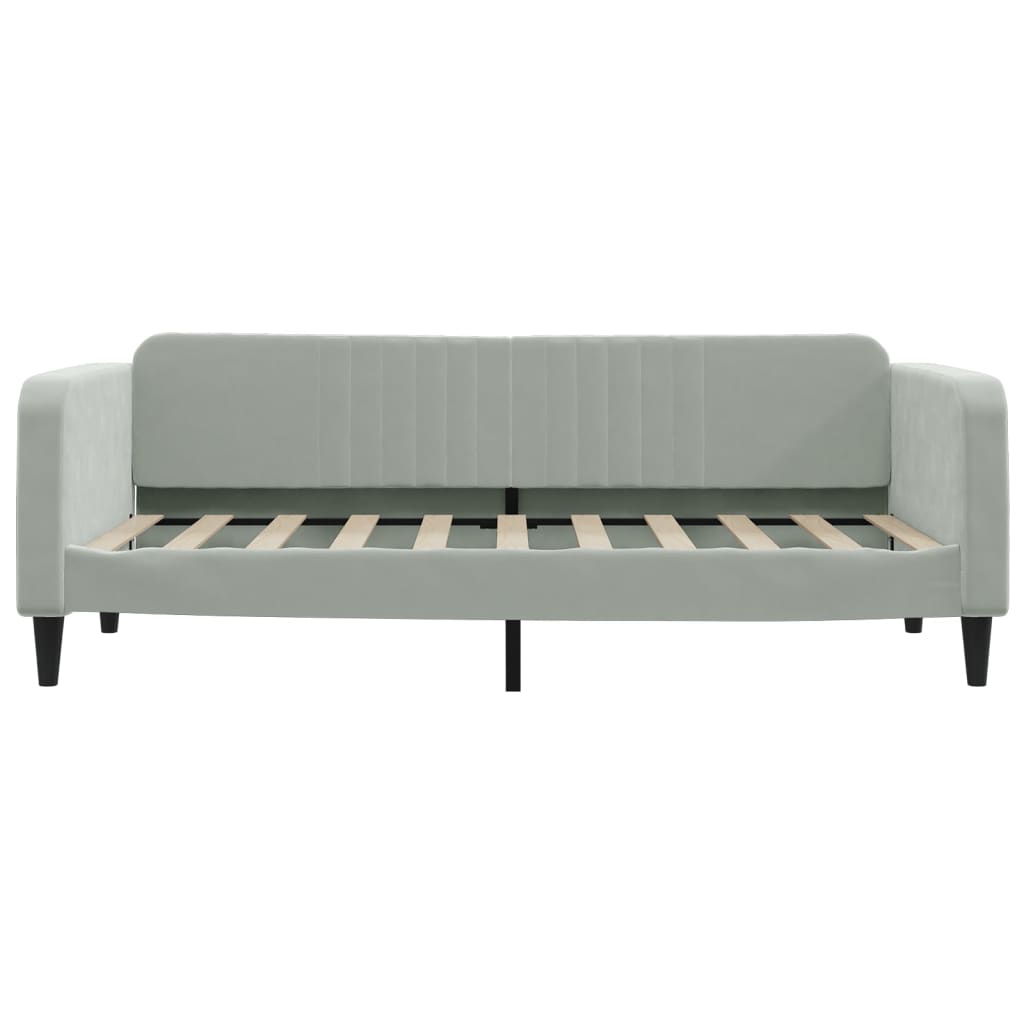 Daybed with Trundle without Mattress Light Gray 39.4"x74.8" Velvet