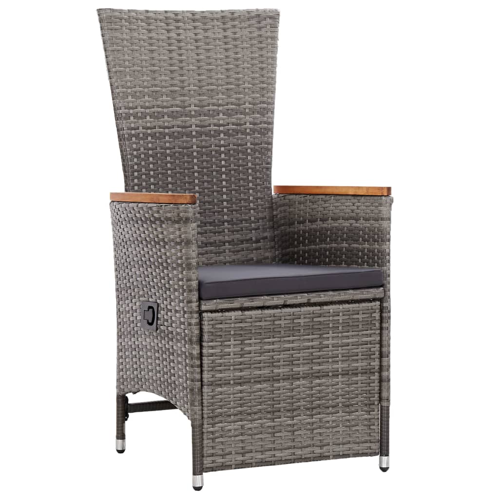 3 Piece Patio Lounge Set with Cushions Poly Rattan Gray