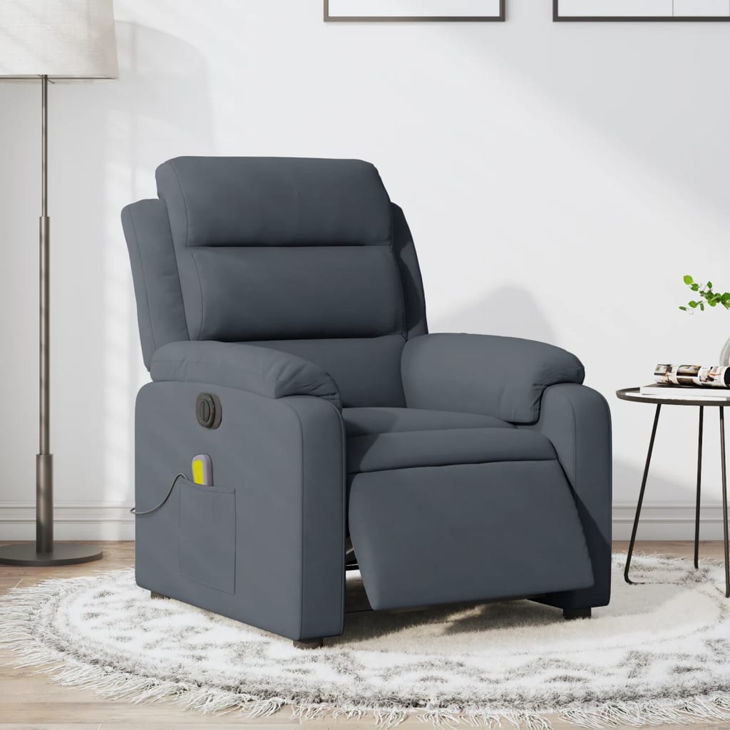 Electric Massage Recliner Chair Dark Gray Velvet