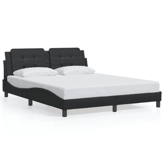 Bed Frame without Mattress Black 59.8"x79.9" Faux Leather